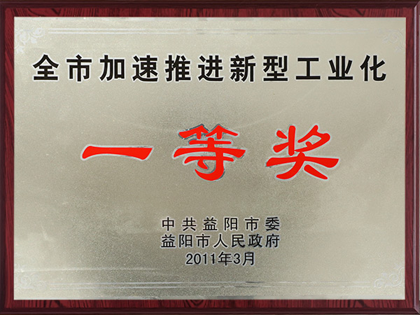 全市加速推進新型工業(yè)化一等獎2011年